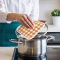 thumbnail image 4 of Orange Plaid Pot Holders for Kitchen Heatproof Potholder, 4 Pack Gradient Geometric Buffalo White Checkered Hot Pads Multipurpose Oven Pads Cloth Potholders Trivet for Cooking and Baking, 4 of 8