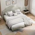 thumbnail image 2 of King Size Bed Frame Upholstered Platform Bed with Adjustable Headboard,Linen Fabric Padded,Modern Simple Style Platform Bed No Box Spring Needed, Easy Assembly, Beige, 2 of 4