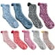 thumbnail image 5 of Calcetines de invierno Qarigey para mujer antideslizantes de terciopelo coral azul marino y blanco, 5 of 6