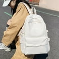 thumbnail image 5 of Nylon Resists Wear Backpack -Campus Shoulder Bag - Casual Aesthetic Daypack Simple Laptop Bag Waterproof Travel Rucksack (White), 5 of 7