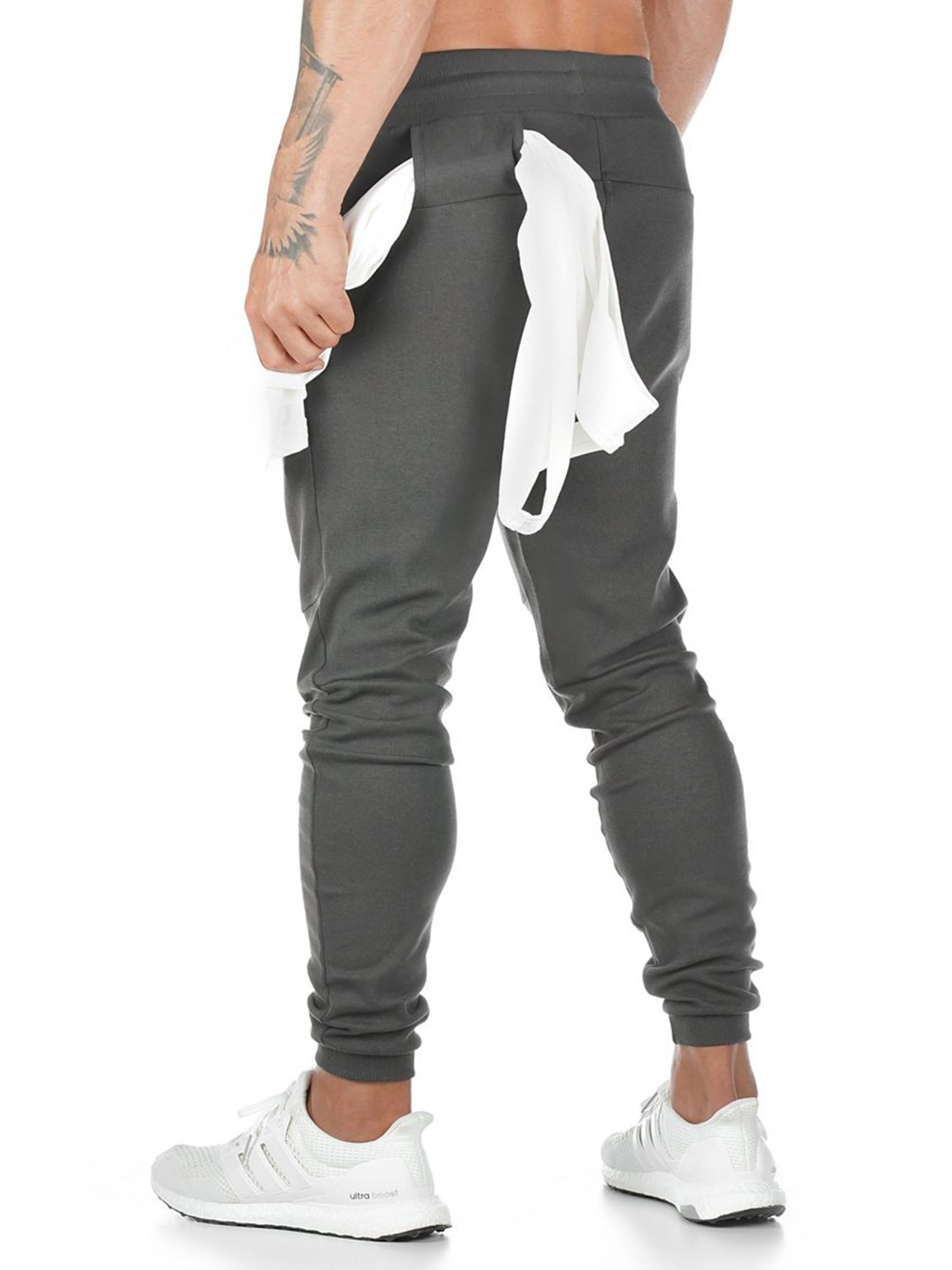 Details about   Mens Activewear Jogging Pants Workout Running Sweatpants with Zip Pockets Solid 