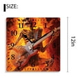 thumbnail image 2 of 12 Inch Wall Clock Battery Operated Silent Clock Decorative for Office, Kitchen, Outdoor, Living Room，Fire Sugar Skull with Guitar Picture, 2 of 4