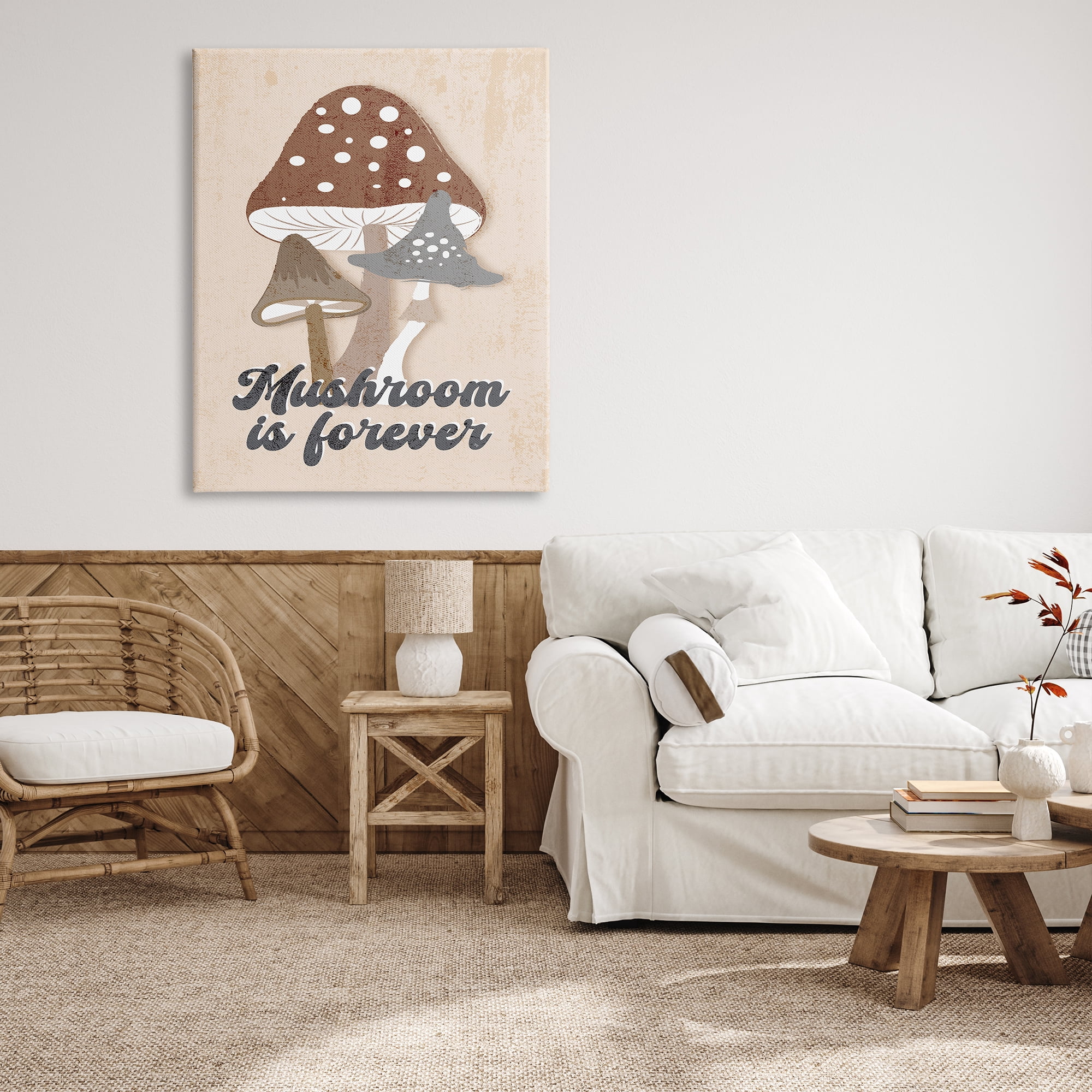 Stupell Industries Retro Mushroom is Forever Botanical & Floral Painting Gallery Wrapped Canvas Art Print Wall Art, 36 x 48