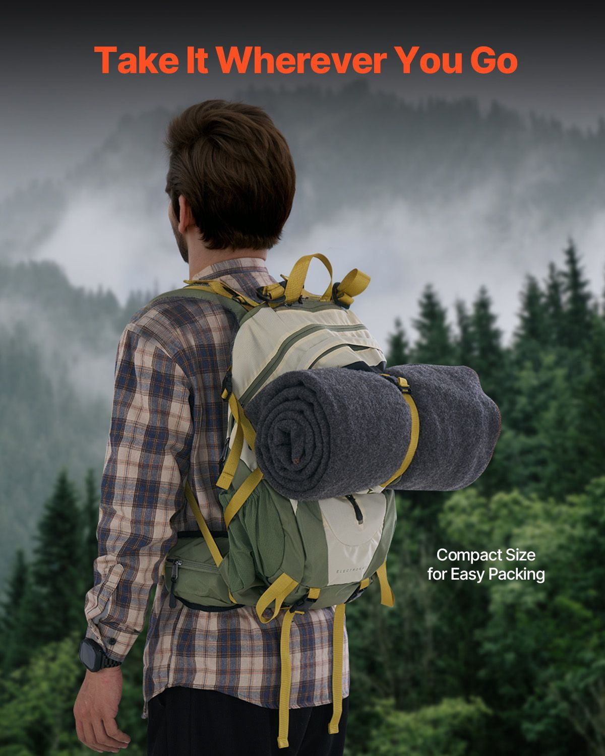 Wool Camping Blanket 64x88 Inch 80% Wool Blend Flame Retardant V-0 for Outdoor Hiking Camping