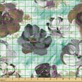 thumbnail image 2 of Ambesonne Floral Fabric by the Yard Upholstery, Botanical Oil Painting Print, 1 Yard, Plum Sea Green Cream, 2 of 5