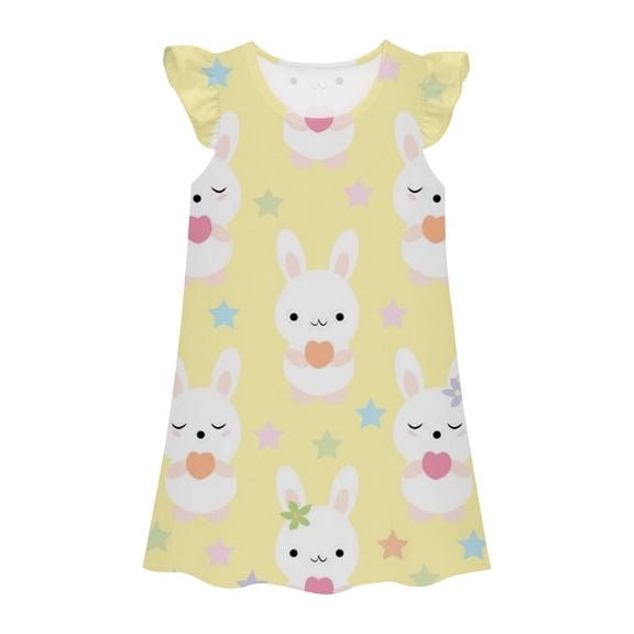 Shadoumai Easter Dresses for Girls Size 6 Easter Day Bunny Sleeveless Comfy Beach Dresses Sundress Summer Dresses for Girl