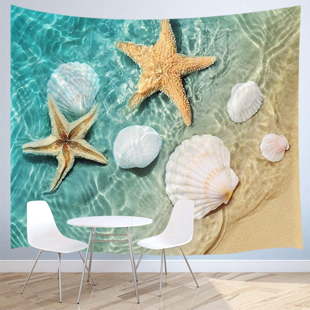 Ocean Beach Wallpaper Tapestry Wall Hanging, Starfish and Seashells on Beach  Tapestry Blanket for Bedroom Living Room Dorm Wall Decor Art Tapestry 71x60  inches | Walmart Canada