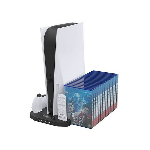 Vertical USB Hub Cooling Fan Organizer Stand for PS5 Ultra HD Digital Edition Game Console