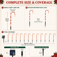 thumbnail image 4 of 12 Pack Christmas Candy Cane Pathway Solar Garden Lights, 8 Lighting Modes Perfect for Outdoor Patios, Walkways, and Holiday Celebrations, Xmas Decorations, 4 of 10