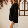 thumbnail image 4 of Women Crew Neck Drop Shoulder Oversized Solid Color Knit Sweater Long Sleeve Casual Fall Pullover L, 4 of 6