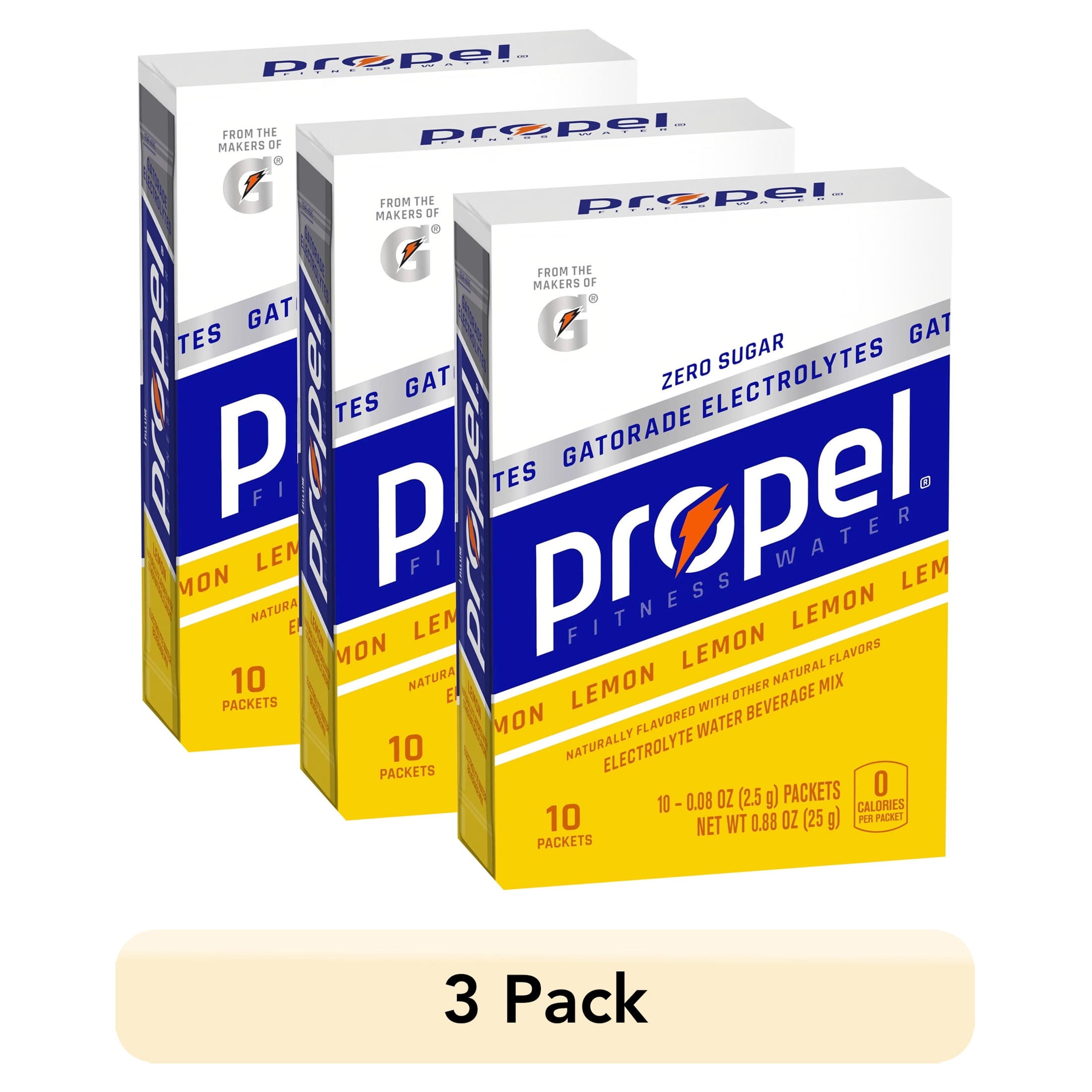 (3 pack) Propel Beverage Powder Mix with Electrolytes 16 oz., Lemon, Pk10 01090