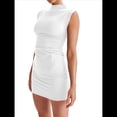 thumbnail image 3 of Vestido Corto Informal de Verano para Mujer, con Cuello Alto, Sin Mangas, Fruncido y Ajustado para Cóctel o Fiesta. M, 3 of 9