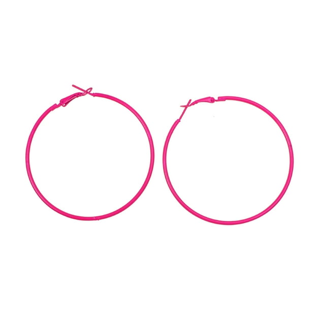 CIMAXIC Boucles d'Oreilles en Alliage Géométrique Boucles d'Oreilles Rondes Simples pour Femme Fille Rose Rouge (Environ 6cm), 2.28"X2.28"X0.08 Pouces
