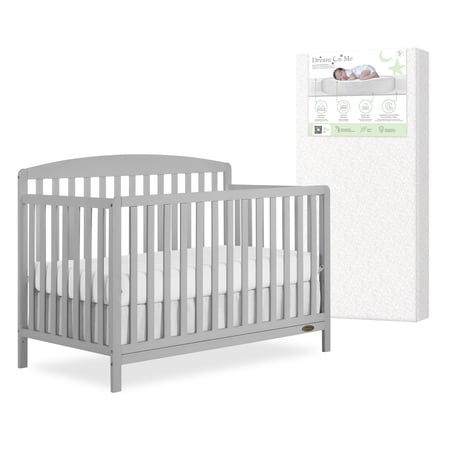 Nursery Bundle, Dream On Me Odelle 5 in 1 Crib in Pebble Gray and Crib & Toddler Mattress Bundle