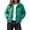Green, variant on Women's Cropped Puffer Jacket Stand Collar Long Sleeve Lightweight Full Zip Short Quilted Padded Winter Coat Casual Warm Puffy Outerwear