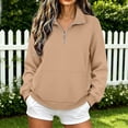 thumbnail image 5 of Quarter Zip Pullover Women Polo Shirts Oversized Sweatshirts for Women Mock Neck No Hood Ladies Warm Fashion Hoodies Tops Travel Casual Cozy Loose Fit Yoga Sweaters Cute Maternity Preppy Sweatshirts, 5 of 9