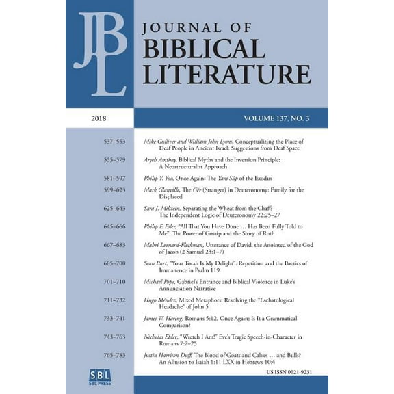 Journal of Biblical Literature 137.3 (2018) (Paperback)