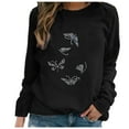 thumbnail image 1 of Mode Femmes Décontracté Col Rond Papillon Strass Manches Longues Hauts T-shirt, 1 of 5