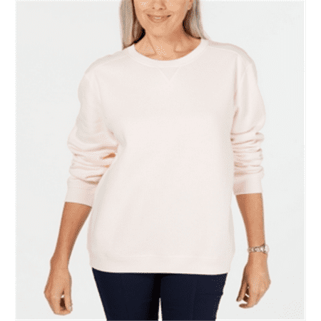 Karen Scott Women's Crewneck Fleece Sweatshirt Pink Size Petite L
