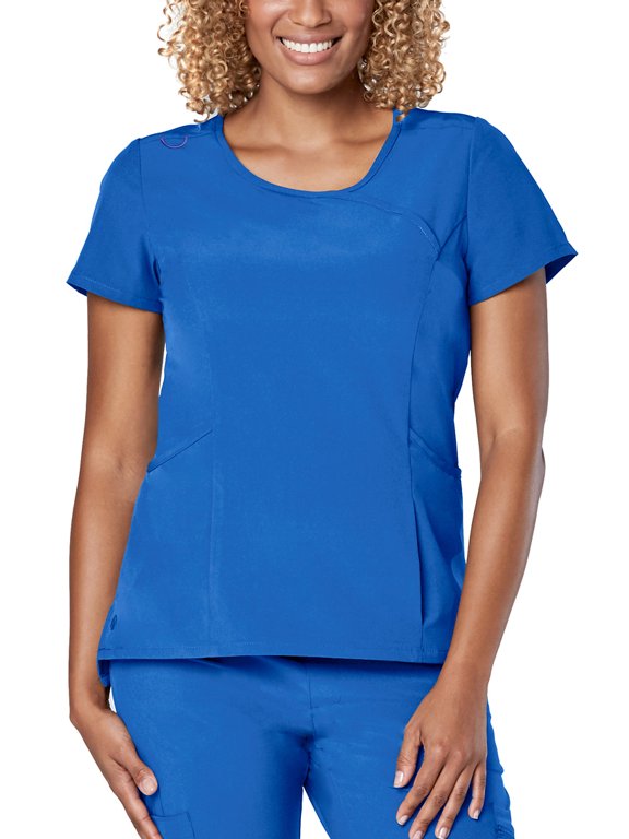 Addition Scrubs For Women - Curved Mock Wrap Scrub Top