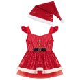 thumbnail image 3 of Disfraz de elfo de lentejuelas para niñas, disfraz de Navidad, Año Nuevo, carnaval, fiesta, puesta en escena, Ropa de baile, vestido de Papá Noel con sombrero, 3 of 6