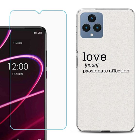 OneToughShield ® for T-Mobile Revvl 6x 5G Shockproof Phone Case, with Tempered Glass Screen Protector - Dictionary/Love