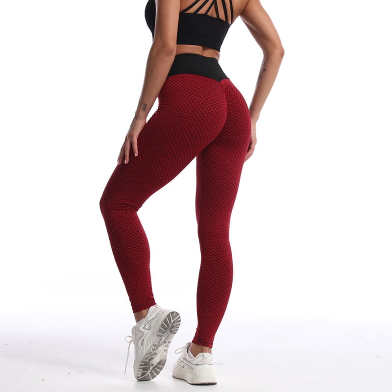 Women's High Waist Textured Yoga Pants Ruched Butt Lifting Slim Workout ...