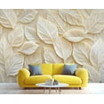 thumbnail image 2 of Nordic Modern Stereo Leaves 3D Wallpaper, Relief Plants Photo Wallpaper, Light Luxury Art Wall Decoration Murals For Home Decor Living Room Bedroom 98.4"W x 68.9"H (Not Peel and Stick), 2 of 6