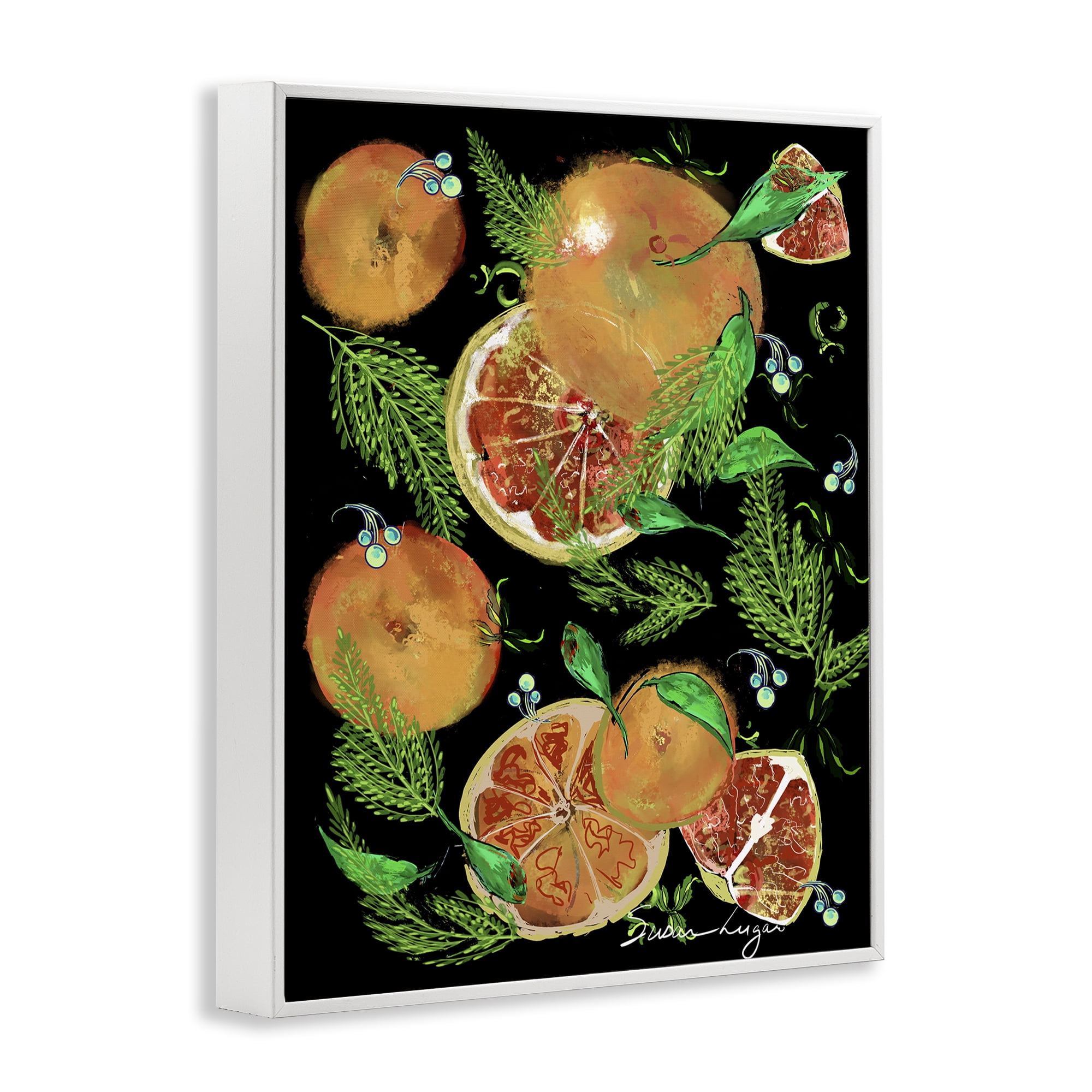 Stupell Industries Grapefruit & Ferns Medley White Framed Giclee Art, design by Susan Lugar