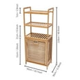 thumbnail image 4 of Wuzstar 3-Tier Bamboo Laundry Hamper Floor Stand Laundry Cabinet Organizer with Tilt Out Basket Clothes Bag, 4 of 11