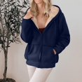 thumbnail image 3 of Dwralegc Zip Up Hoodie Women Thick Sherpa Lined Hoodie Warm Clothing Long Sleeve Winter Casual Hoodies with Pockets Royal Blue XL, 3 of 5