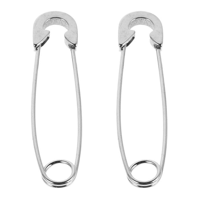 Decorative Safety Pins For Clothing Titanium Steel Safety Pin Earrings Punk -conscious Individuals Silver 3.80X0.80X0.20CM 2Pcs