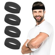 4 Pack Sport Headbands for Men Women, SZELAM Unisex Hairband & Workout Running Headband Elastic Sweatband Hair Wrap for Yoga Running Cycling Basketball, Black