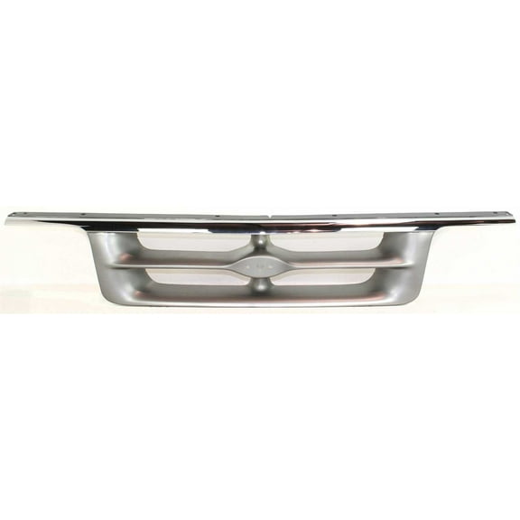 Grille Assembly Compatible With 1995-1997 Ford Ranger Chrome Shell with Painted Silver Gray Insert