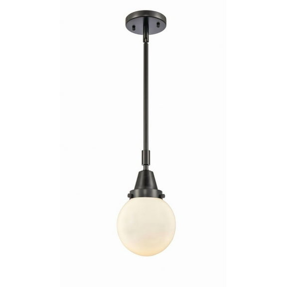 447-1S-BK-G201-6 Innovations Lighting Beacon - 1 Light Stem Hung Mini Pendant-10.63 Inch Tall and 6 Inch Wide-Matte Black Finish-Matte White Glass