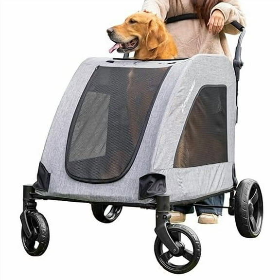 Noaman EchoSmile XL Extra Large Dog Stroller for 2 Medium Dogs, 160 lbs Capacity, All-Terrain 4 Wheel Pet Stroller with Adjustable Handles, Lightweight Folding Design