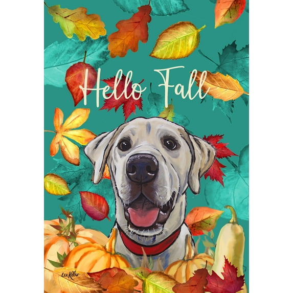 Labrador Yellow/White - Hippie Hound Studios Fall House Flag