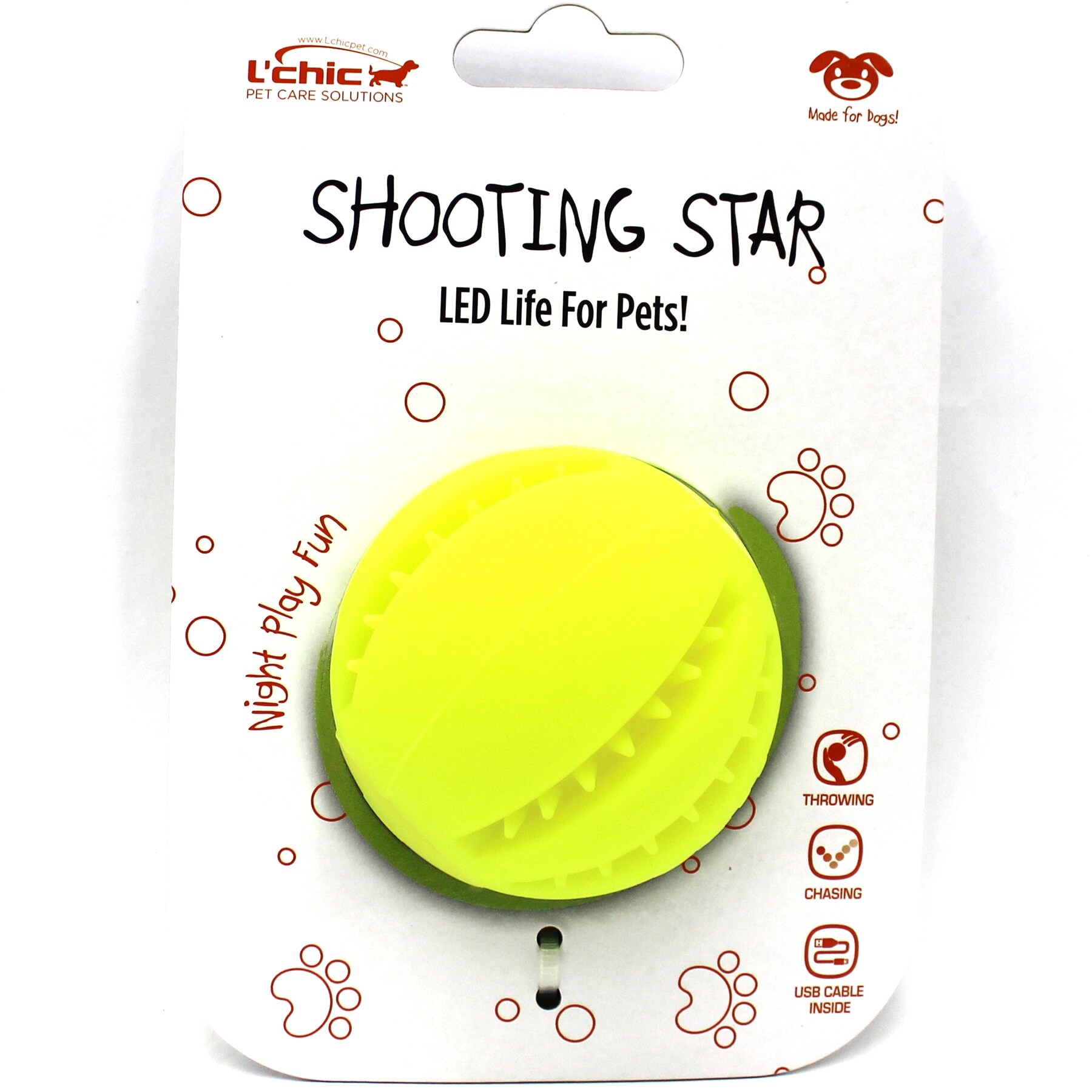 Shooting Star LED Dog Ball, Lighted Dog Ball for dog play in the dark