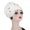 White, variant on ruhuadgb Flower Decor Solid Color Headscarf Cap Women Rhinestone Ruched Head Wrap Hair Accessories