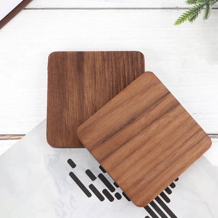 UPOUART Rustic Walnut Wood Coasters for Home and Restaurant Use 4Pcs