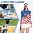 thumbnail image 6 of Uorisanigo American Striped Stars Womens Long Sleeve Golf Shirt with Zipper Size L Versatile Quick Dry Hiking Running Workout Tops Relaxed Outing Wear, 6 of 7