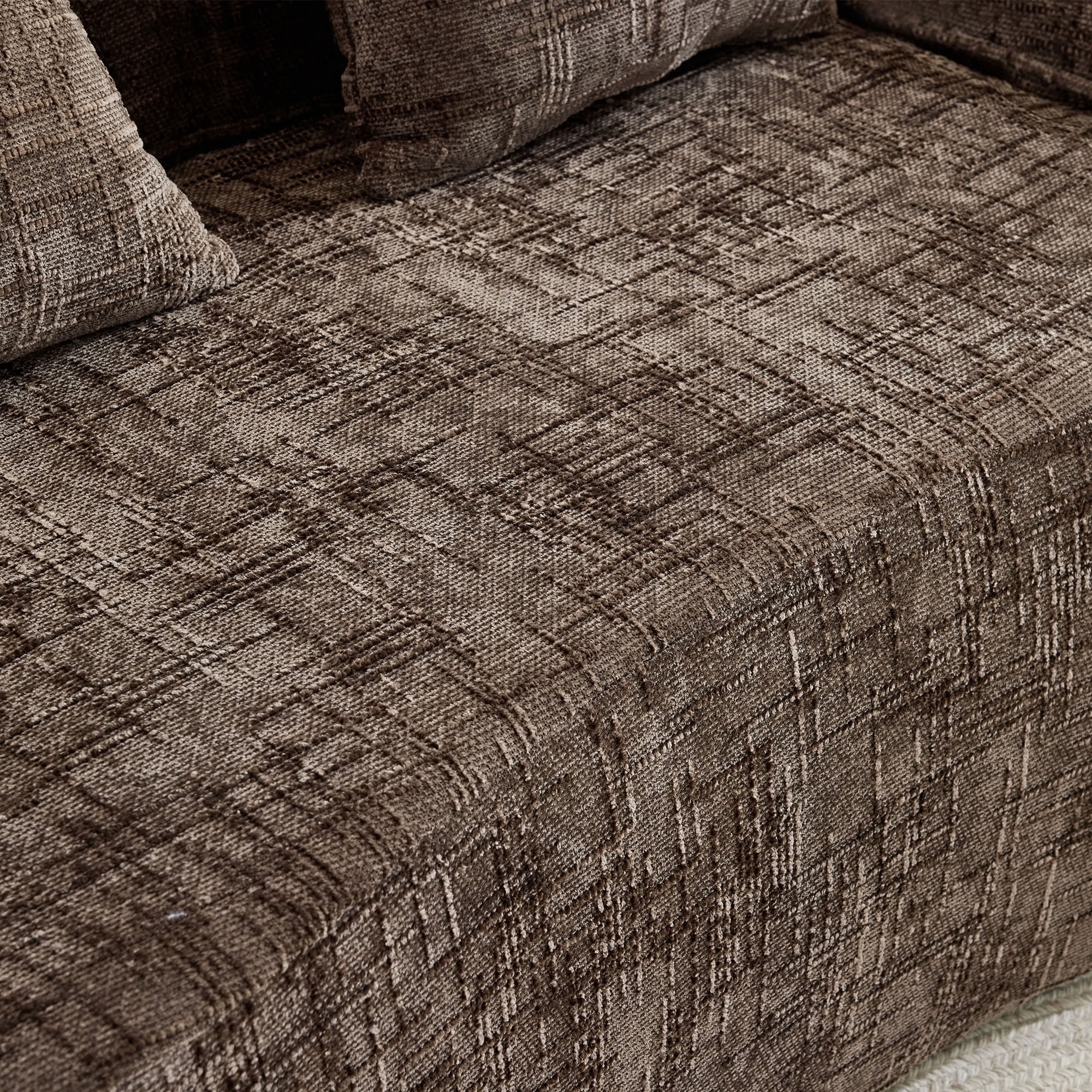 MAYEERTY Curved Compressed Loveseat Sofa, Chenille 2-Seat Upholstered Couch with 2 Pillows, No-Assembly for Small Apartment Living Room Bedroom