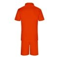 thumbnail image 4 of Tiweut Mens Casual Outfit Sets Male Two Piece Loose Fit Clothing Zipper Lapel Short Sleeve Blouse Drawstring Pocket Shorts Man's Clothes Suit,Z2 Orange,XL, 4 of 5