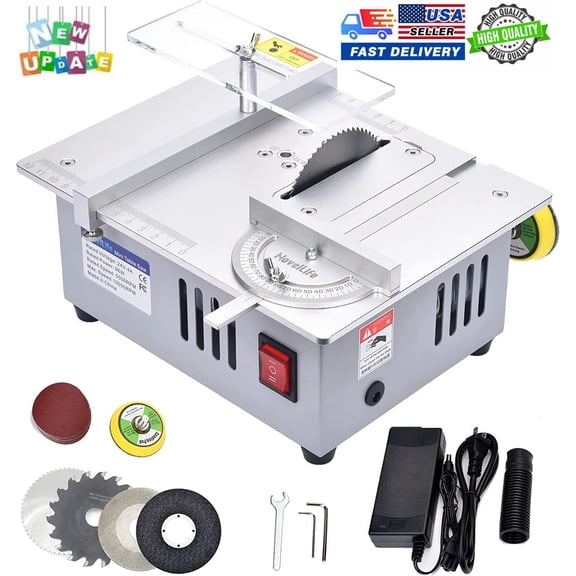 SHANNA Mini Hobby Table Saw Handmade Woodworking Bench Saw DIY Model Crafts Cutting Tool with Adjustable Power Supply