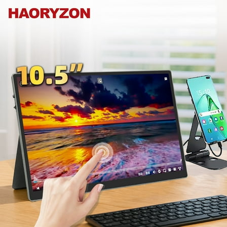 10.5 inch 2K Portable USB-C IPS Monitor 1920x1280 Small Laptop Touchscreen HDMI 100%sRGB Ultra-Slim Travel Monitor for Drawing Gaming Adjustable Stand