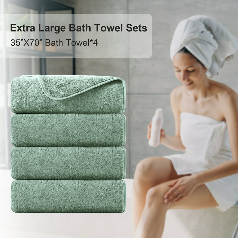 4 Piece Large Bath Towel Set 35x70 Green Extra Large Bath Sheets  Oversized Jumbo Towels 600GSM Soft Highly Absorbent Quick Dry Beach Chair  Towels