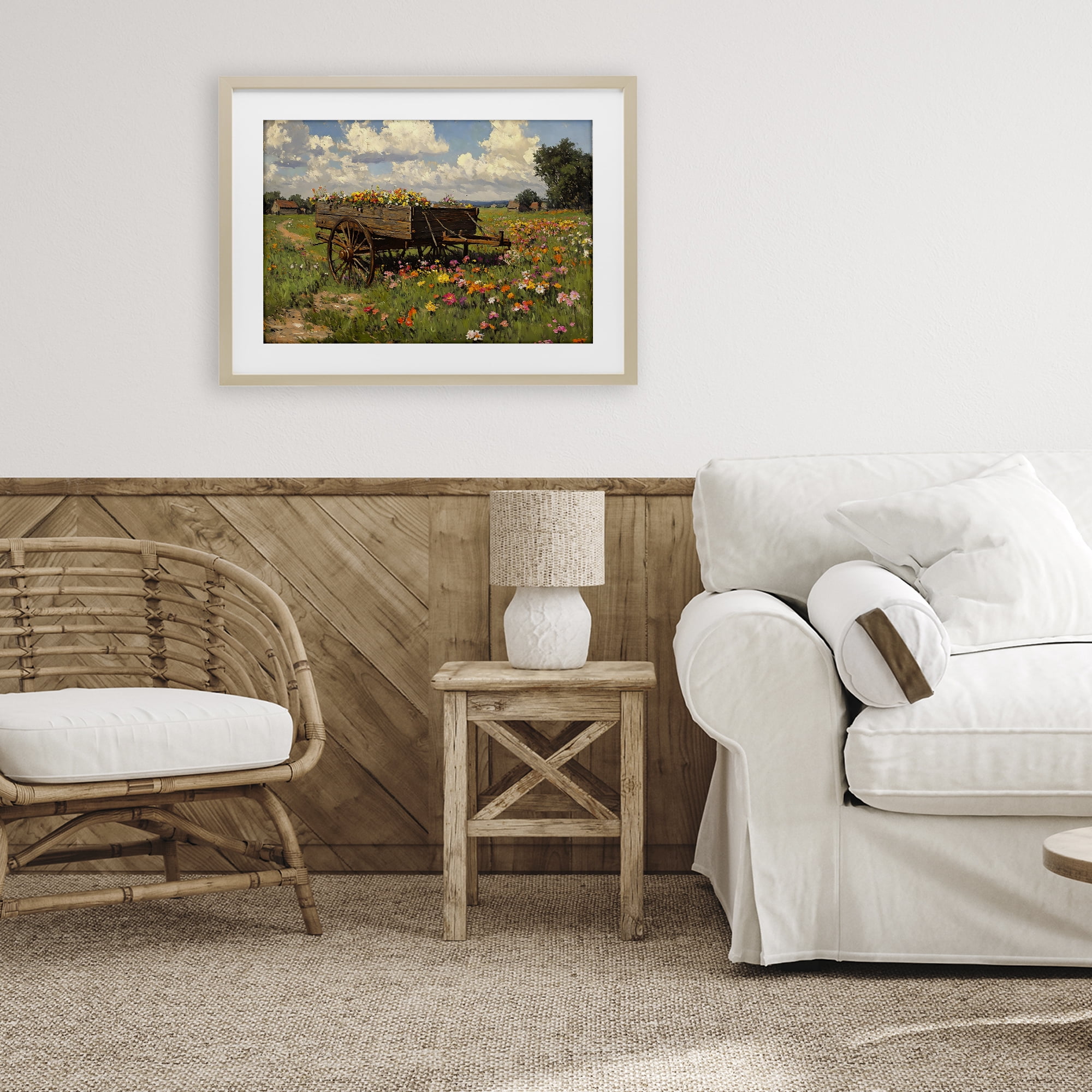 Stupell Industries Wildflower Wagon in Bloom Birch Framed Print Under Glass, design by Franklyn Gregory