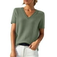 thumbnail image 2 of LIZUOJUNF Sweater for Women V Neck Trendy Summer Tops 2026 Round Neck Short Sleeve Trendy Tunic Blouses, 2 of 9