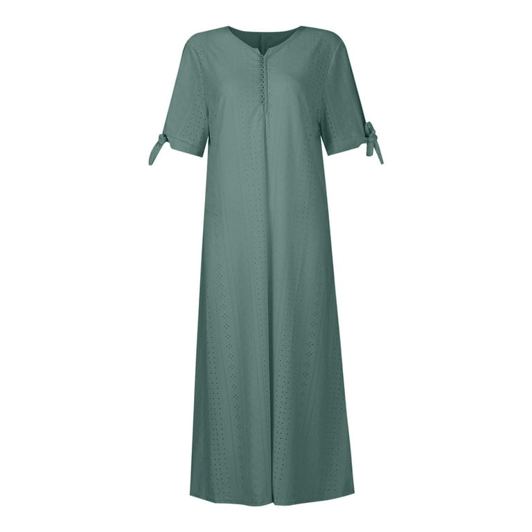 TQWQT Dark Green Dress Women Petite Short Sleeve Eyelet Midi Dresses Summer  Tshirt Dresses Beach Vacation Sun Dresses Flowy Resort Wear Dark Green 3XL  - Walmart.com