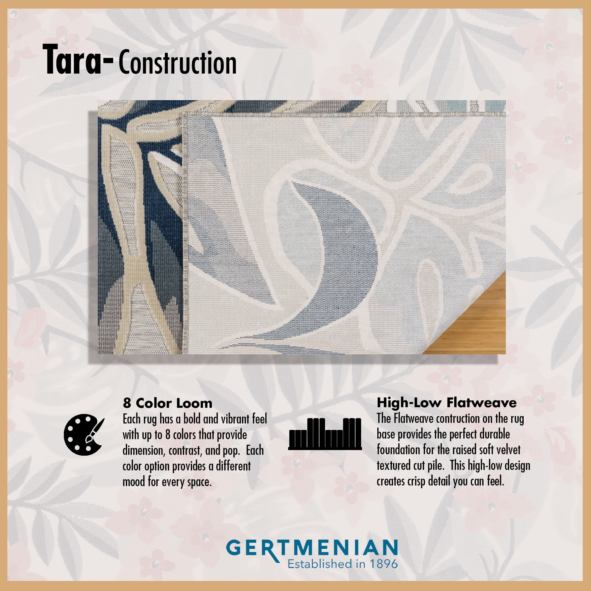 Gertmenian Tara Nelly Coastal Floral Blue Outdoor Area Rug, 8x10